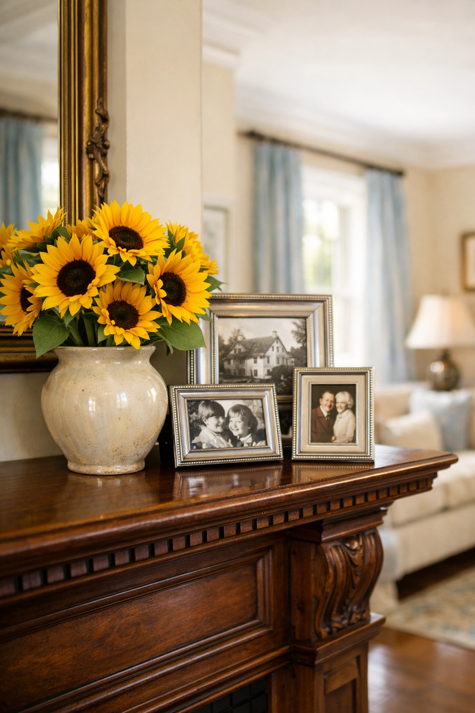 Detailed house cleaning in Westford home showing a dust-free mantle and polished decor.