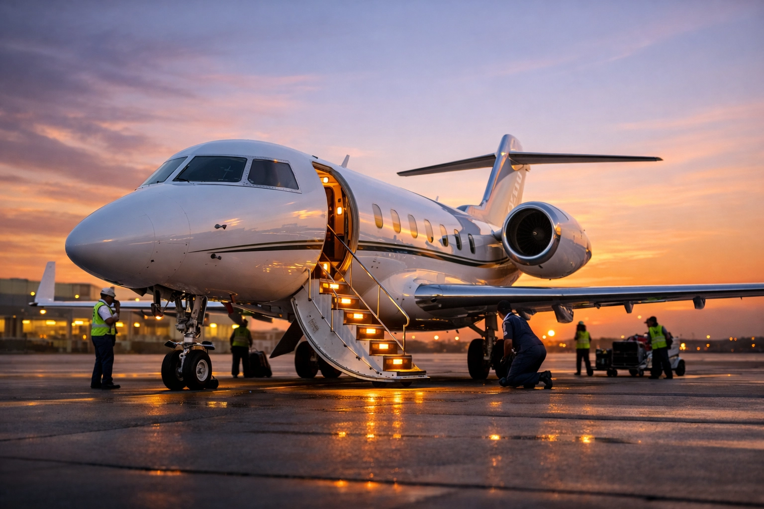 The Ultimate Executive Guide to Super Bowl Logistics and Branding Private charter jet on tarmac ready for executive Super Bowl travel and corporate aviation