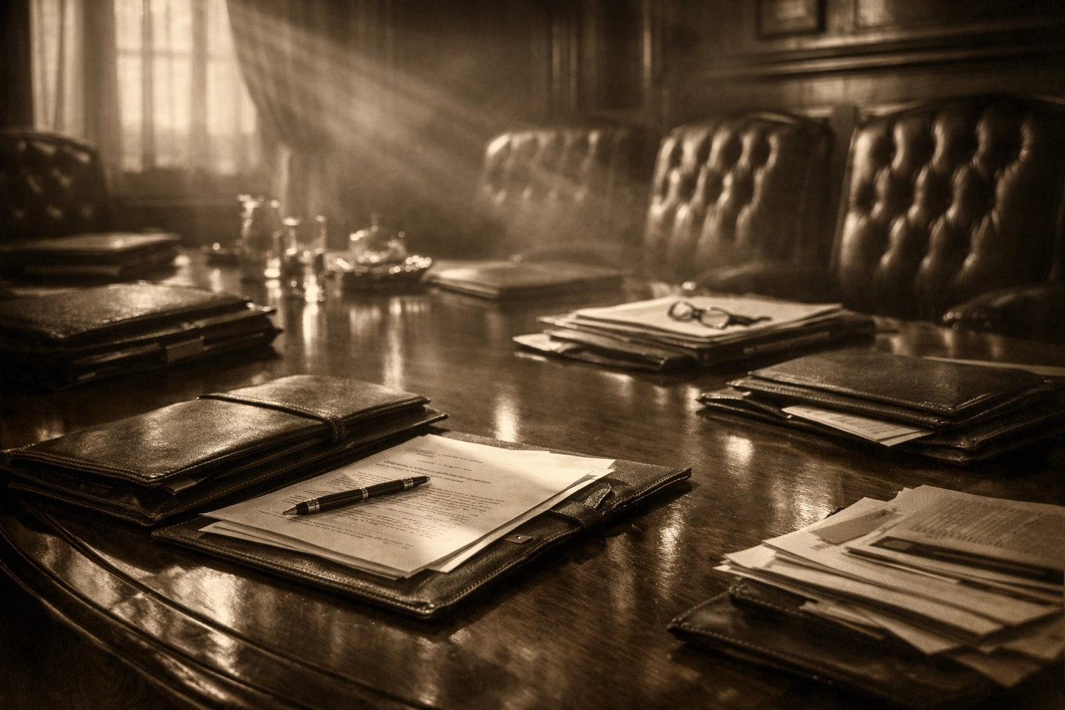 Boardroom meeting for strategic film investment and slate financing decisions