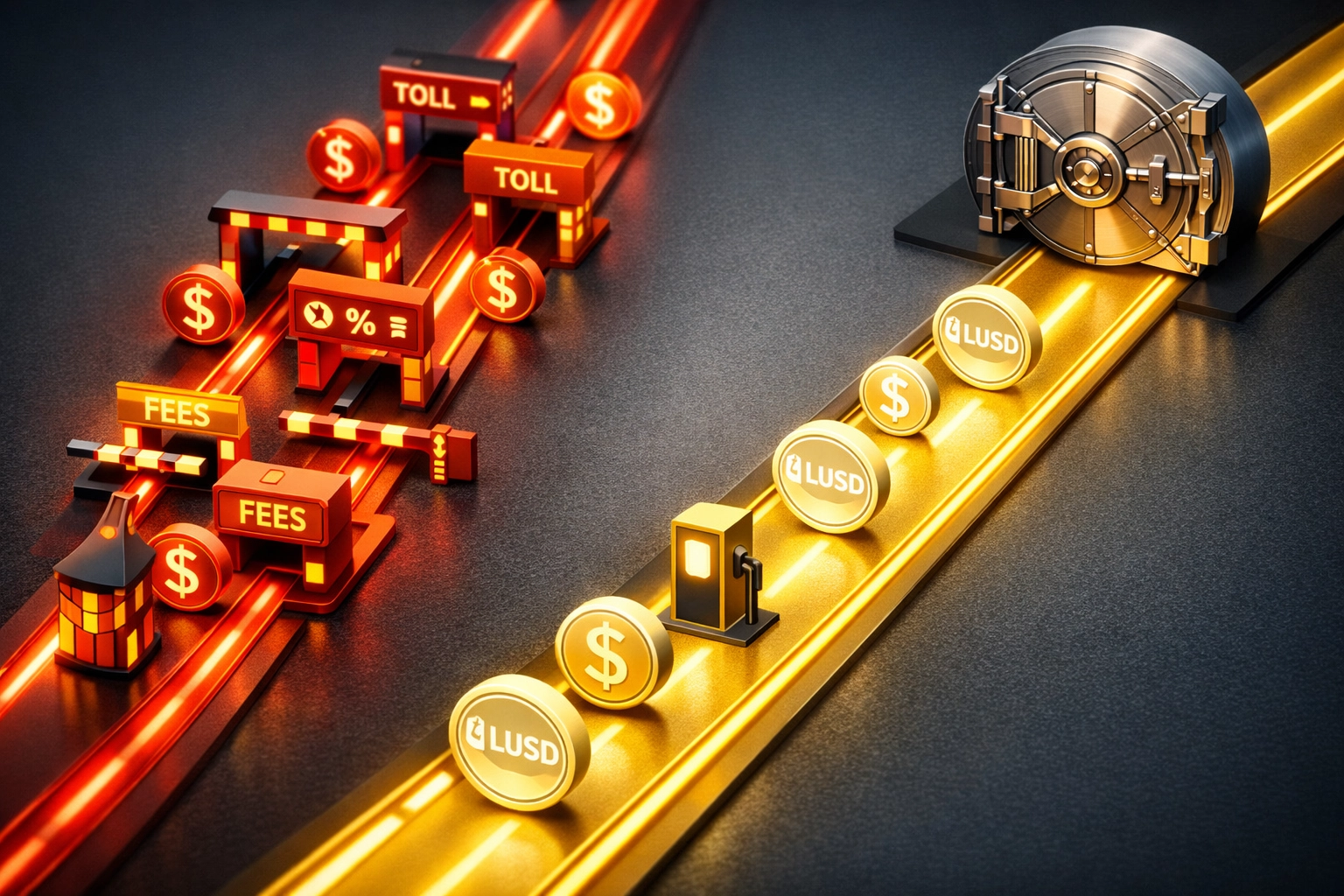 Comparison of traditional processor fees versus direct crypto payments with minimal gas costs