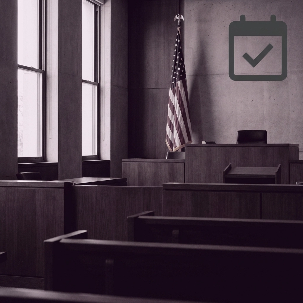 Empty Tampa courtroom showing importance of court compliance after bail