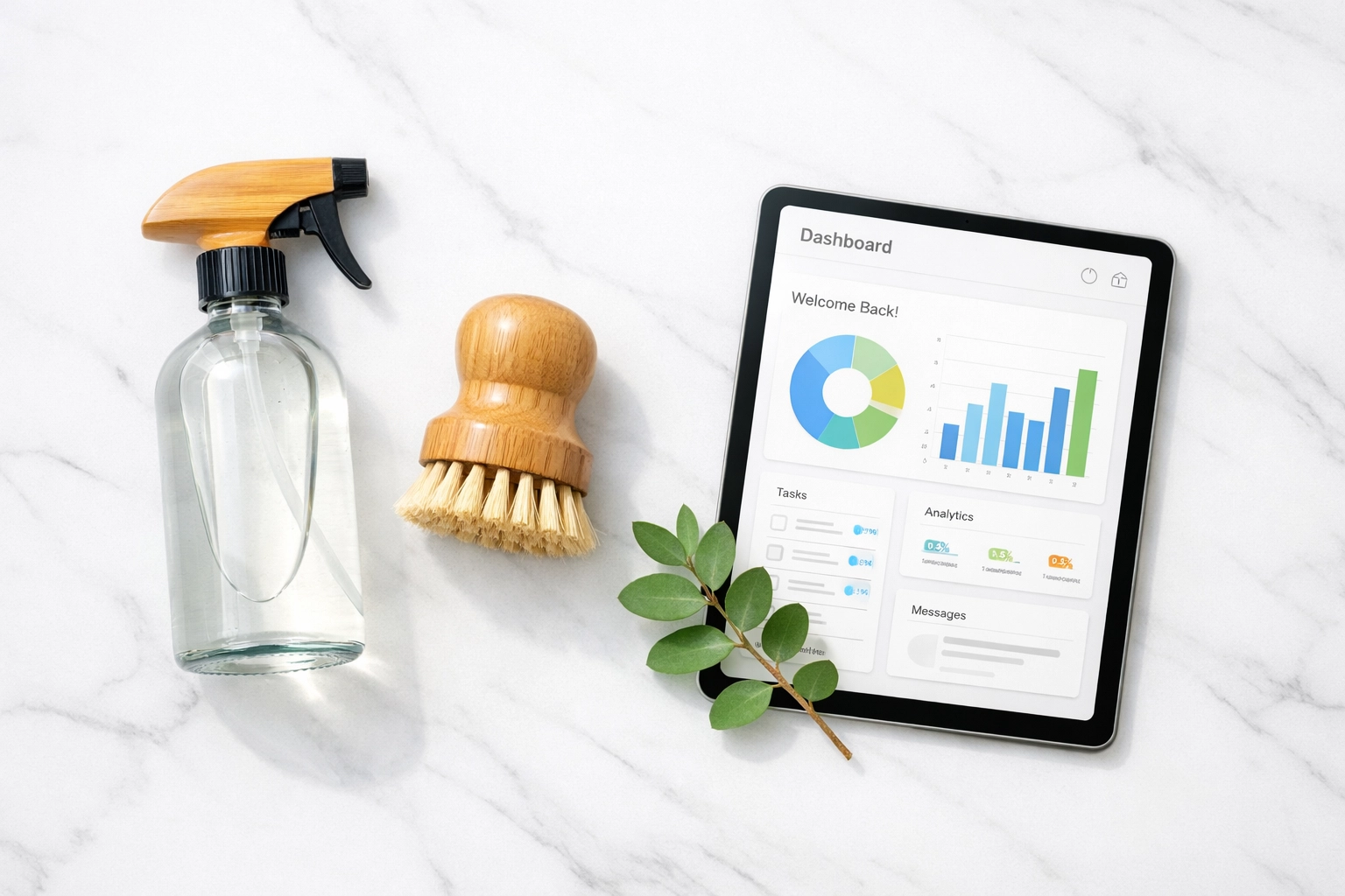 Eco-friendly products used by cleaning services in Norwich for a professional and paper-free operation.