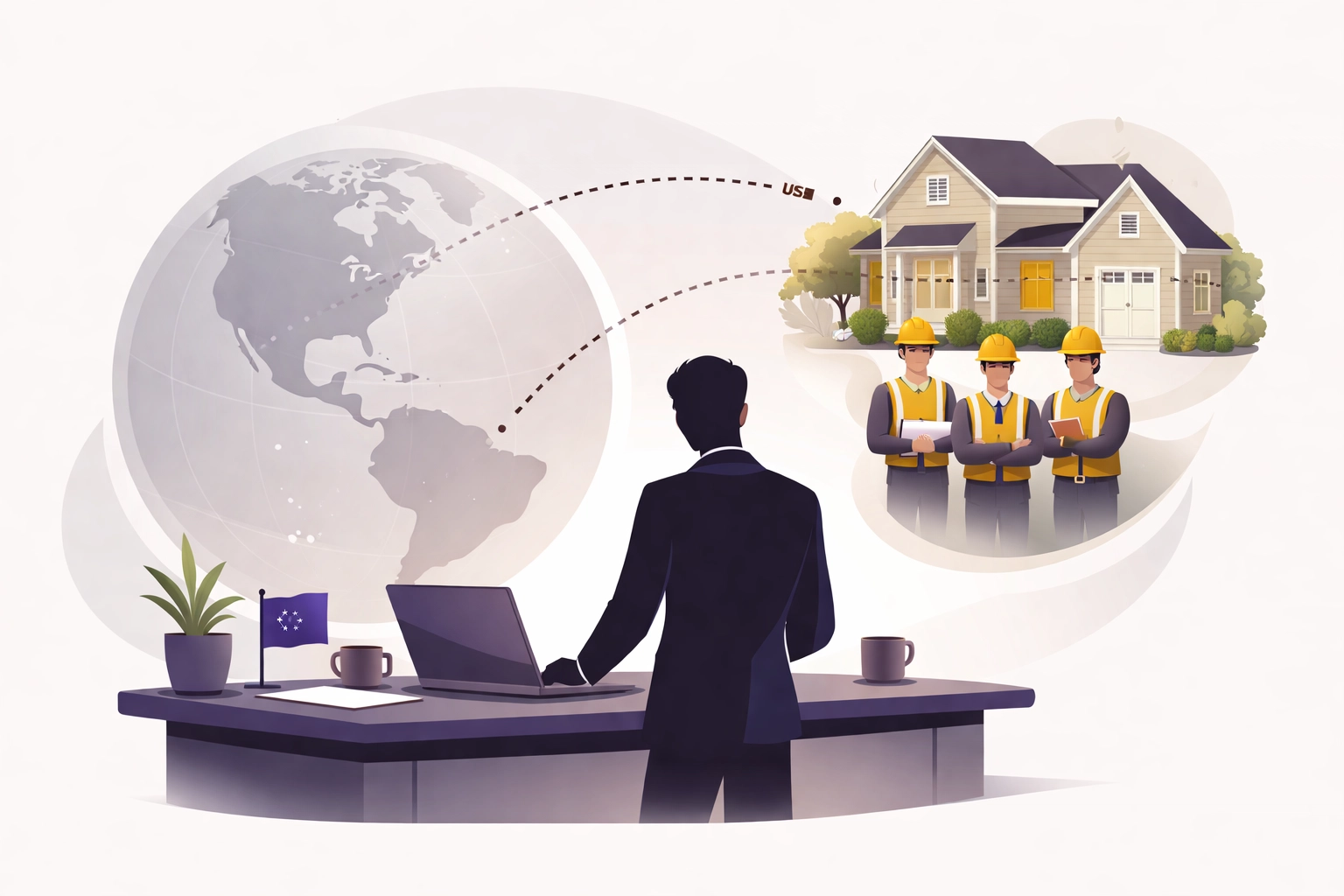 Australian investor collaborating remotely with US contractors for a stress-free property purchase process