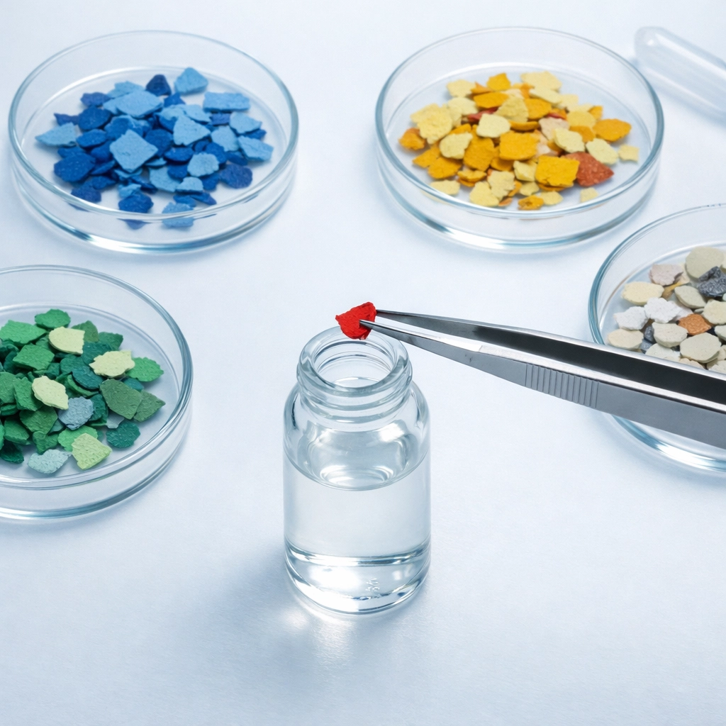 Laboratory technicians analyzing paint chip samples to determine lead concentration levels.