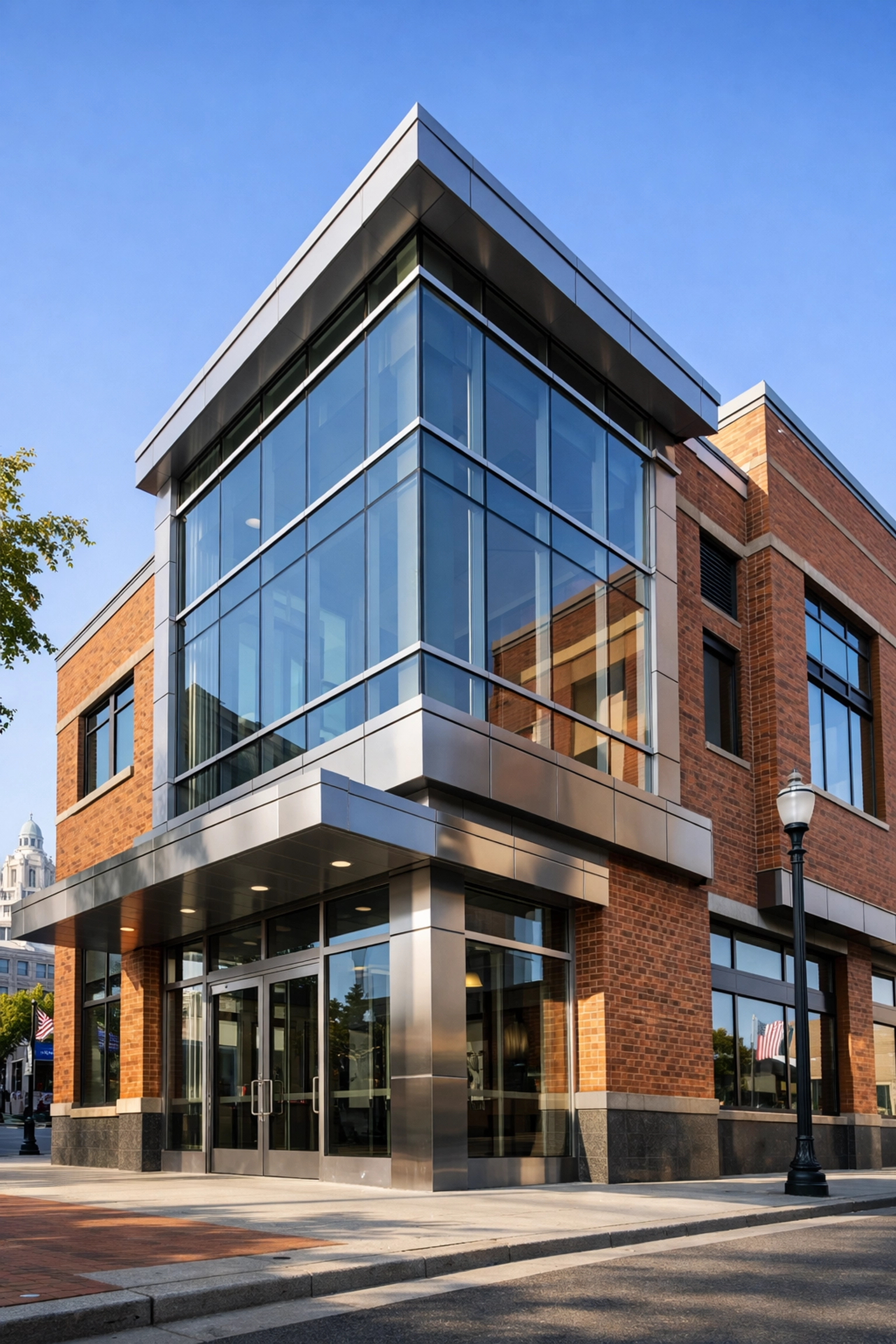 Modern commercial building in Washington highlighting high-quality property replacement cost valuation.