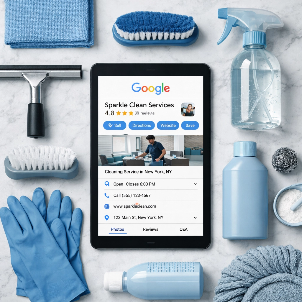 Google Business Profile optimization for cleaning service with professional supplies