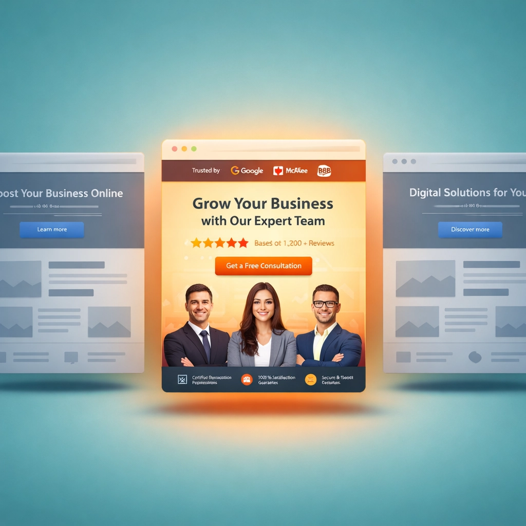 Porovnání důvěryhodného webu s recenzemi a certifikacemi oproti běžným webům bez důvěry