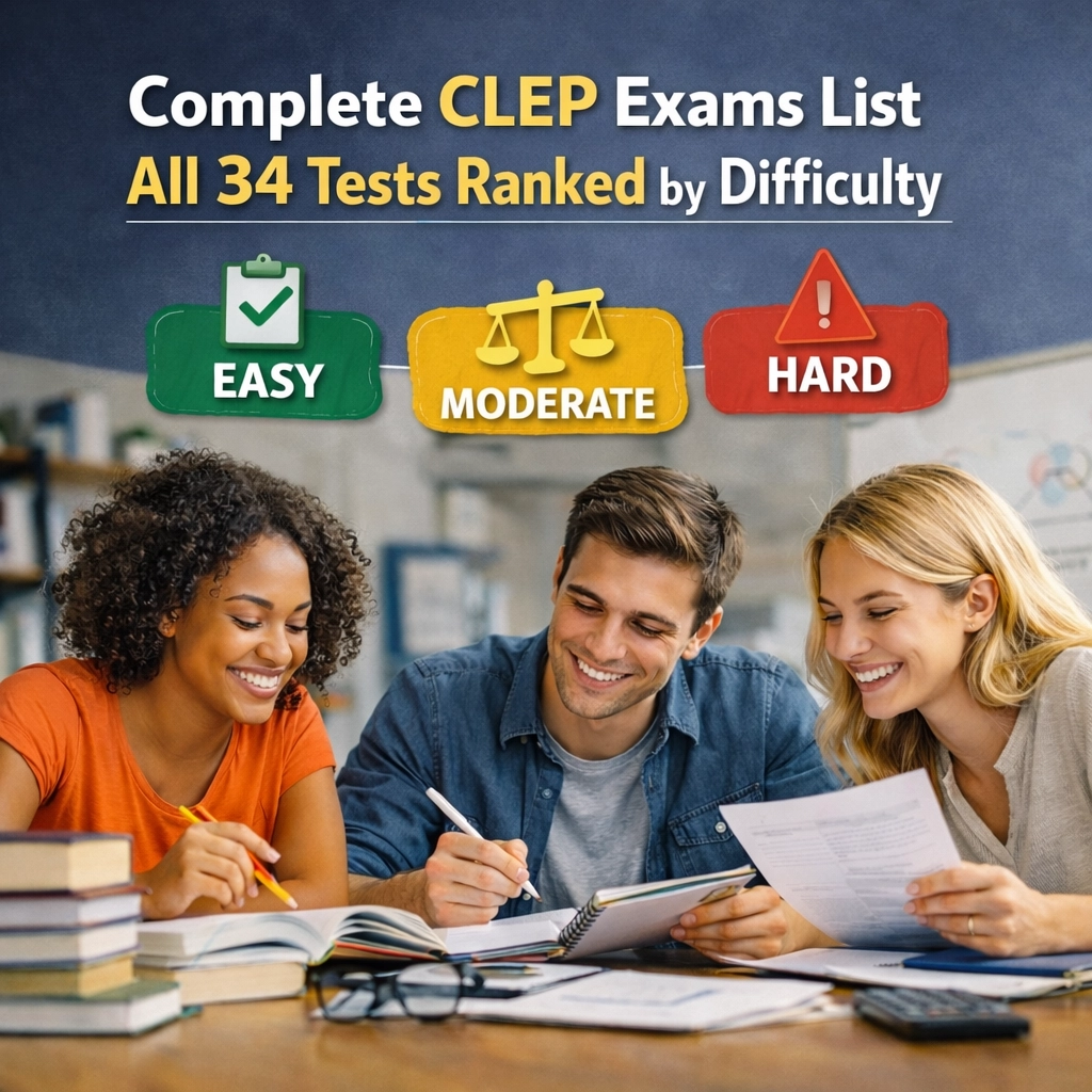 [HERO] Complete CLEP Exams List 2026: All 34 Tests Ranked by Difficulty (Plus Pass Rates)