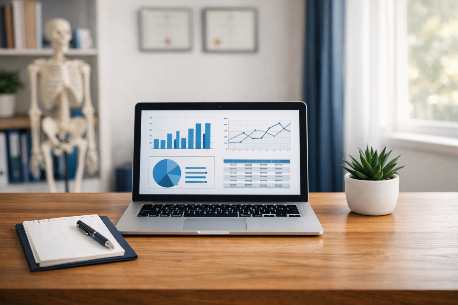 Doctor's consultation desk with medical records for thorough fatigue investigation