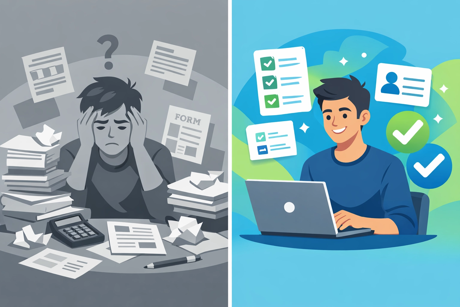 Comparison of paper tax filing versus digital online tax preparation methods