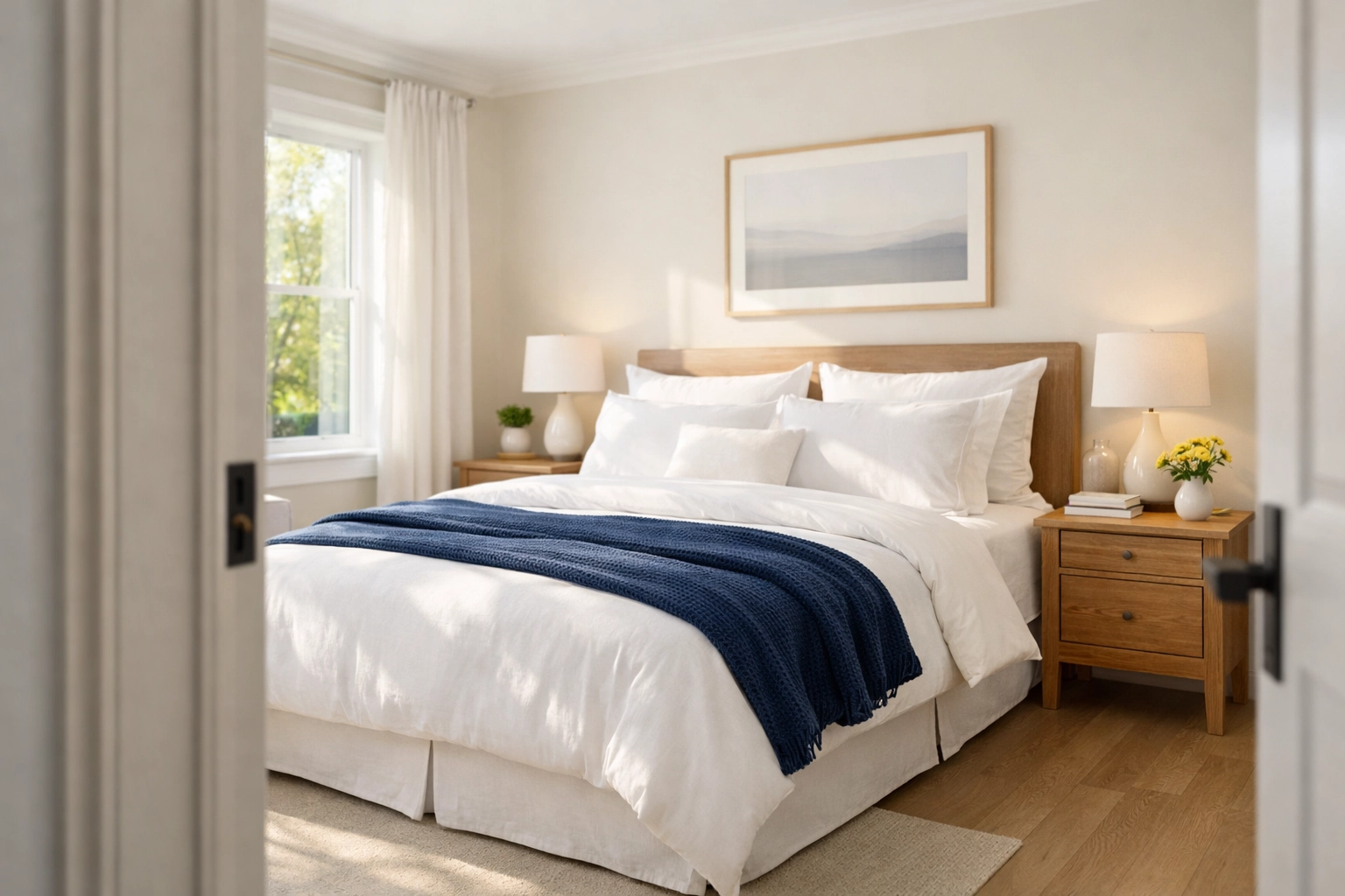 A tidy, dust-free bedroom in Kingston after a professional residential cleaning service.