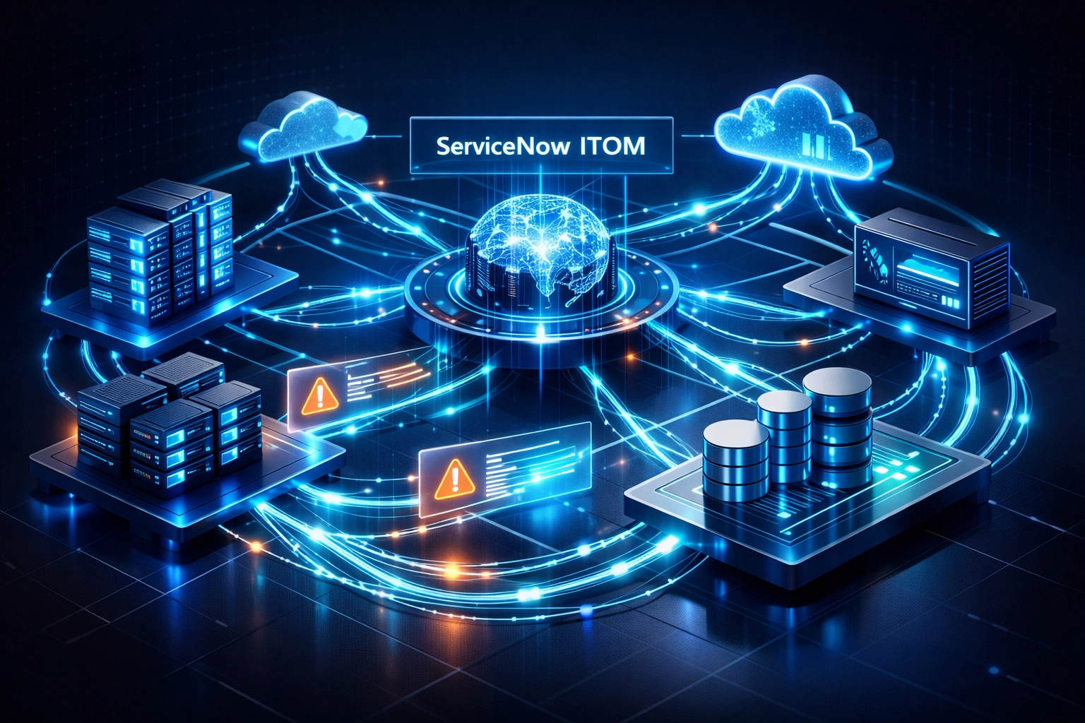 ServiceNow ITOM autonomous AI agent network routing incidents across infrastructure topology