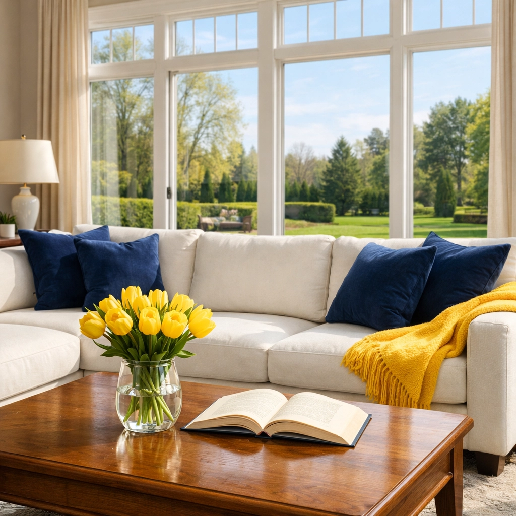 Clean Westborough living room showing the benefits of weekly house cleaning for a stress-free weekend.