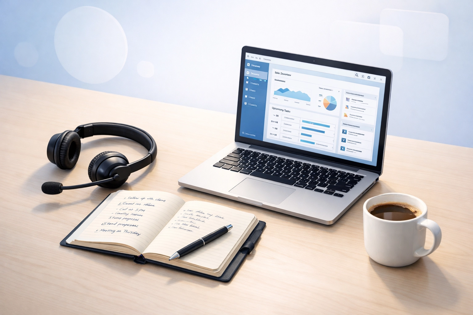 Professional rehab call center workspace with headset and CRM dashboard for ethical admissions