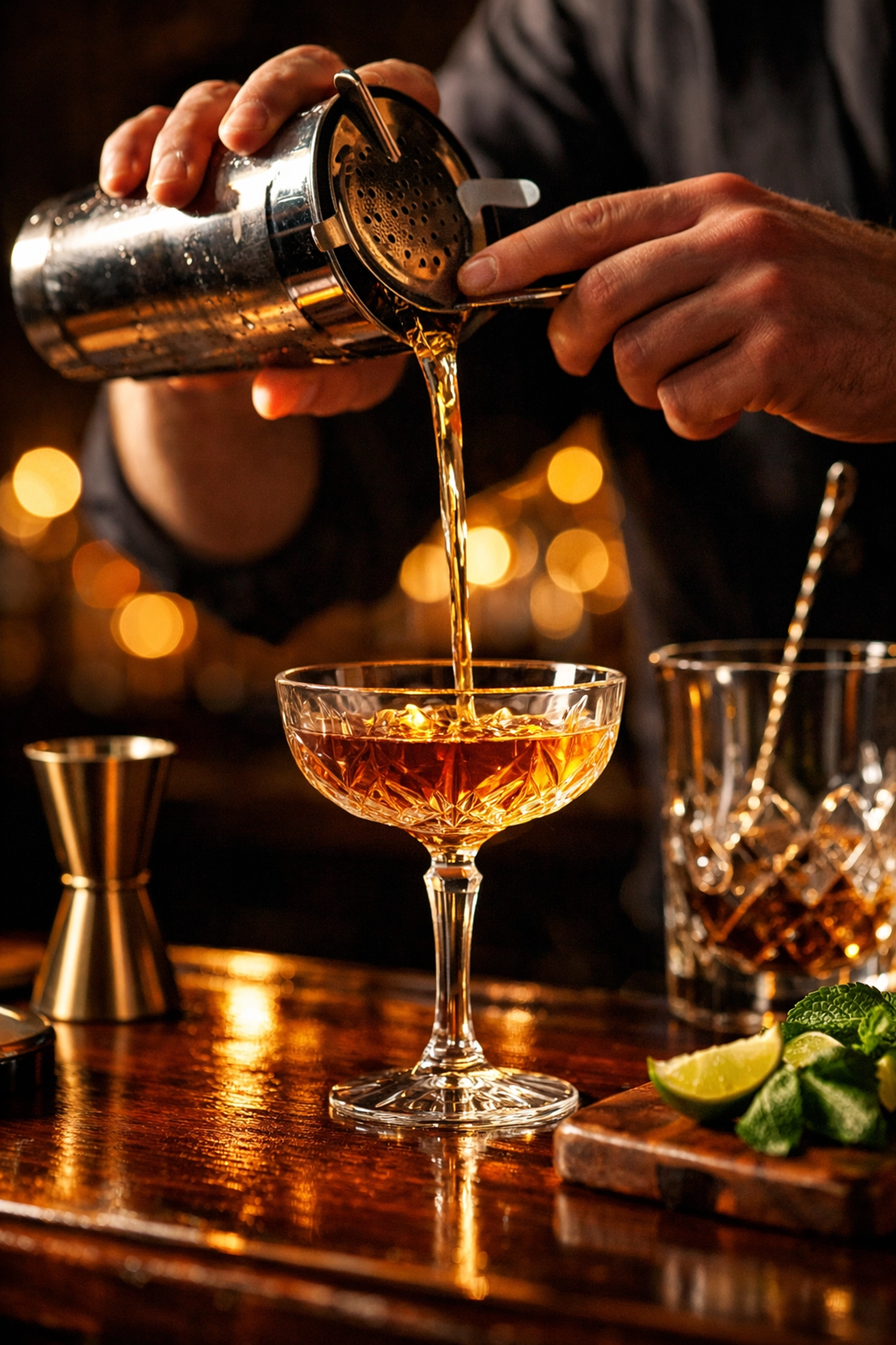 TABC certified bartender preparing craft cocktail at upscale event