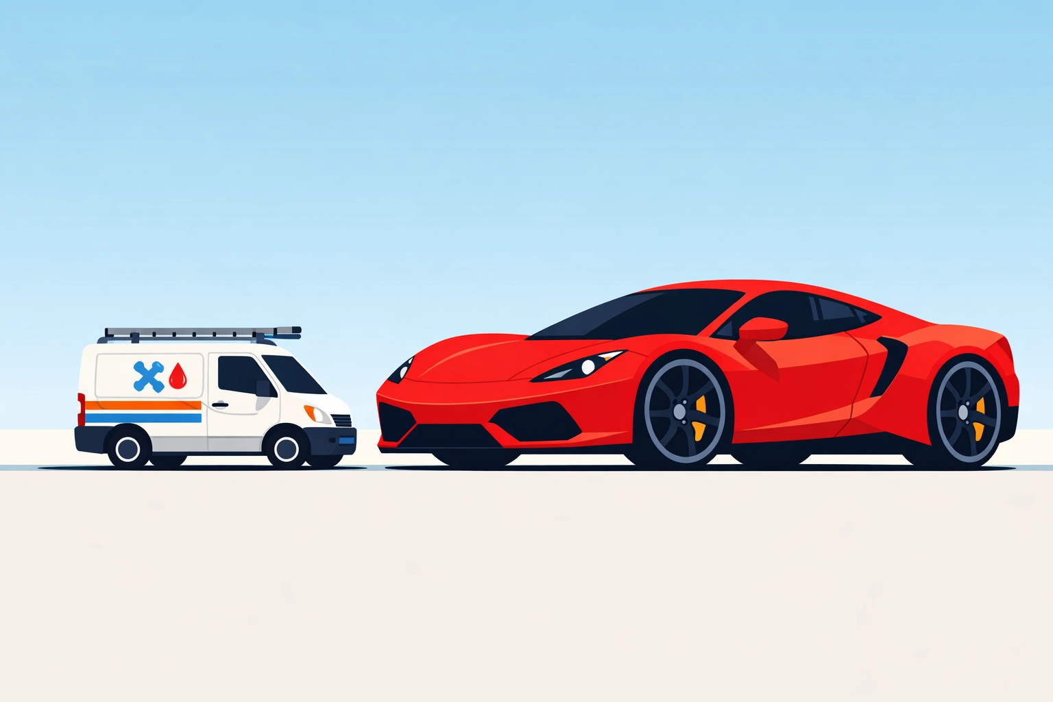 Service van beside luxury car showing field service software pricing mismatch