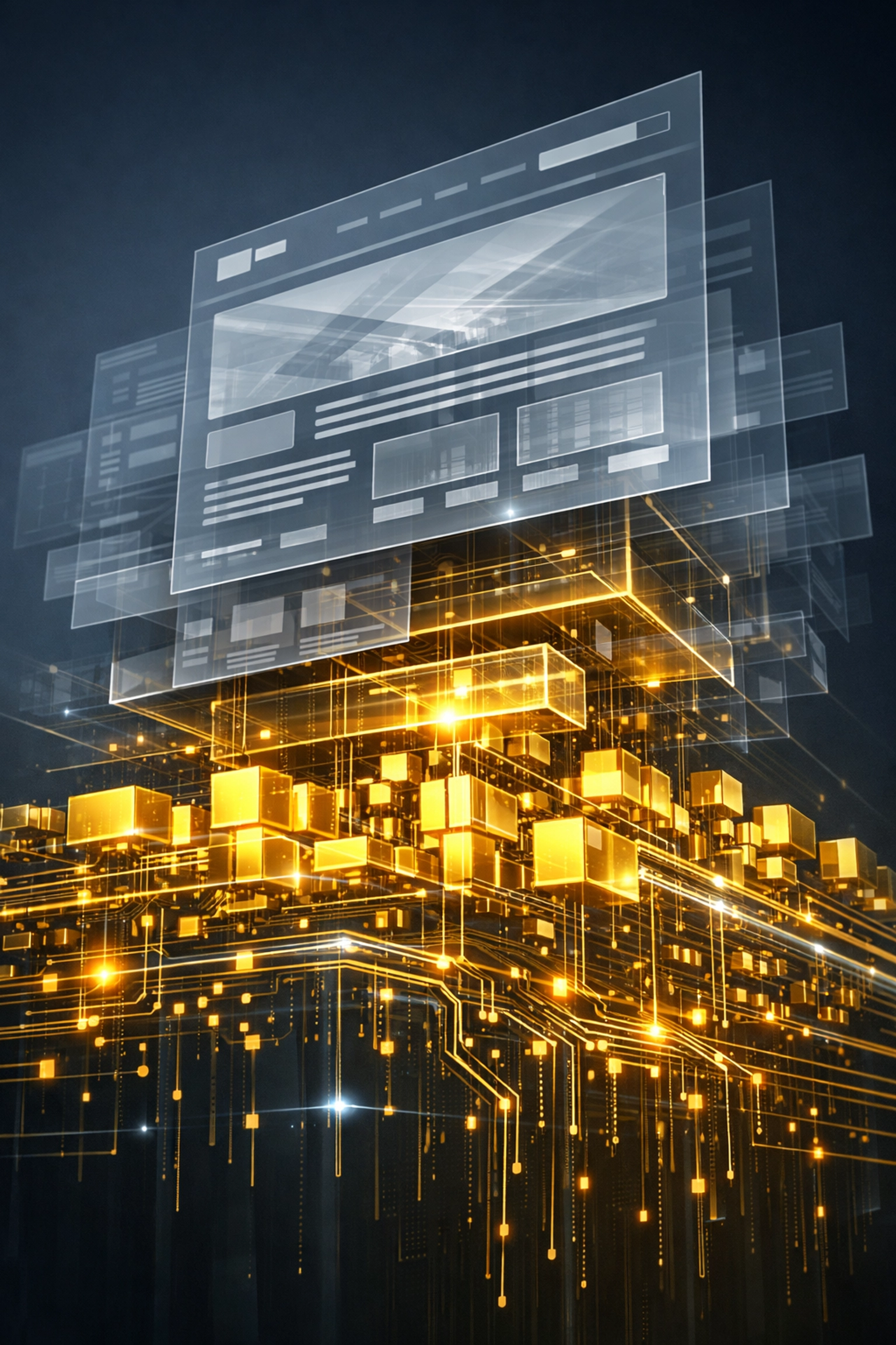 Technical website foundation showing schema markup layers and structured data for better search indexing.
