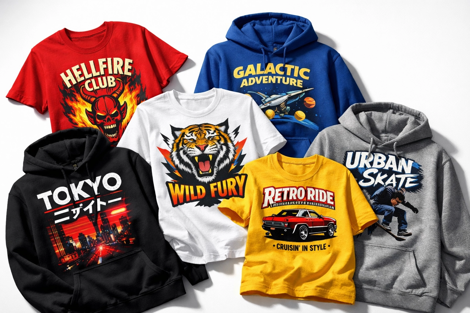 Custom printed t-shirts and hoodies with DTG printing by Hard Re-Set Inc