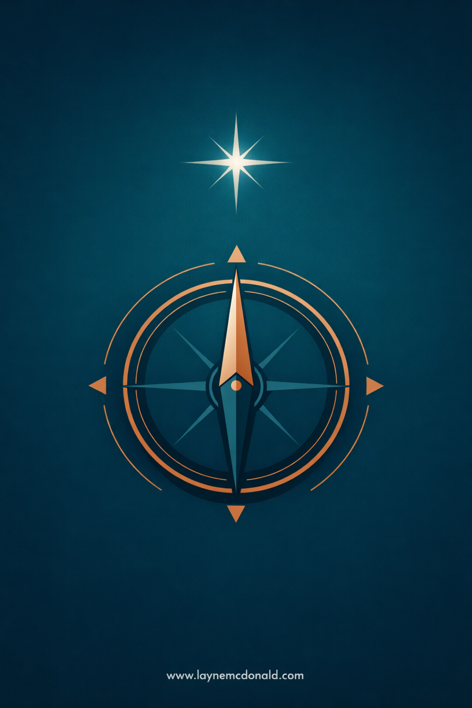 A geometric compass pointing to a star representing leadership accountability and mission alignment.