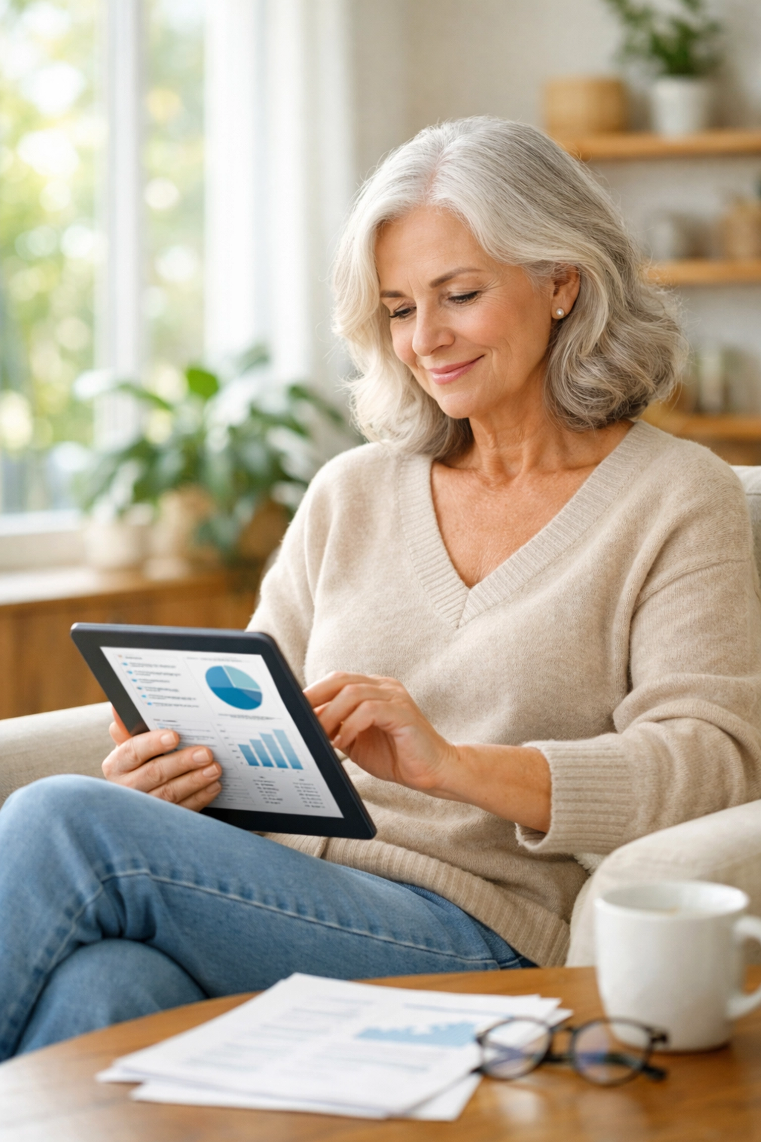 Confident retiree reviewing guaranteed lifetime income annuity benefits