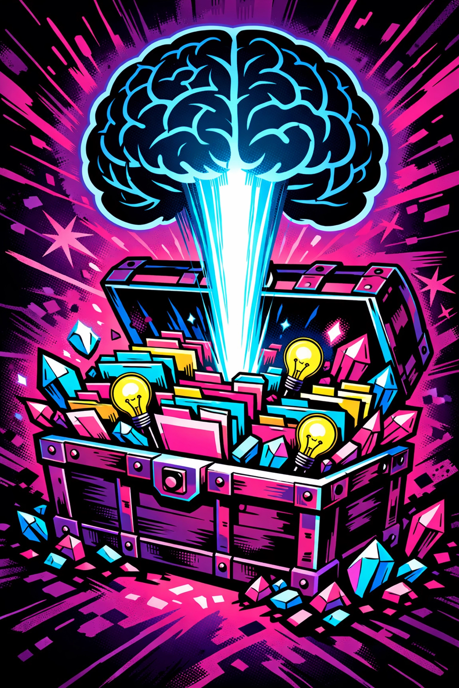 A digital knowledge base treasure chest fueling an AI chatbot brain to automate customer support questions.