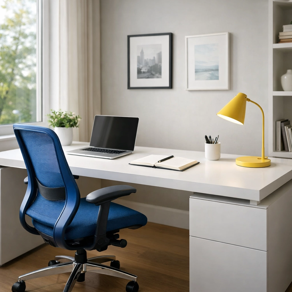 A clean, organized North Cambridge home office showcasing dust-free surfaces from house cleaning Cambridge MA.