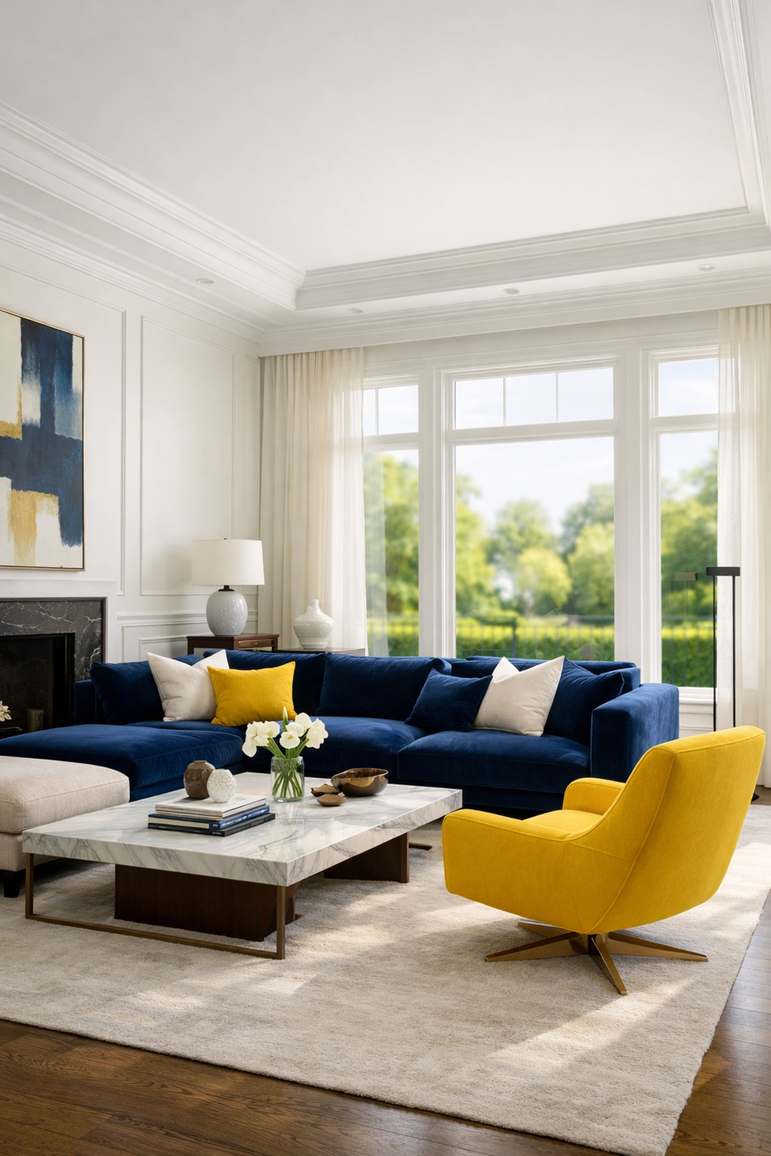 Spotless luxury living room in a Winchester estate after a professional house cleaning service.