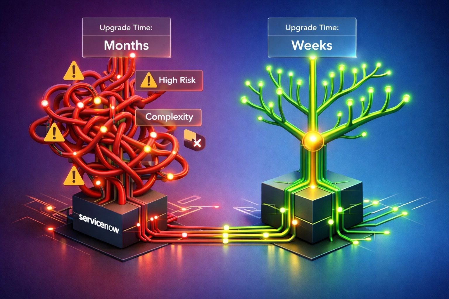 ServiceNow implementation technical debt: direct OOTB modifications vs clean pattern inheritance approach