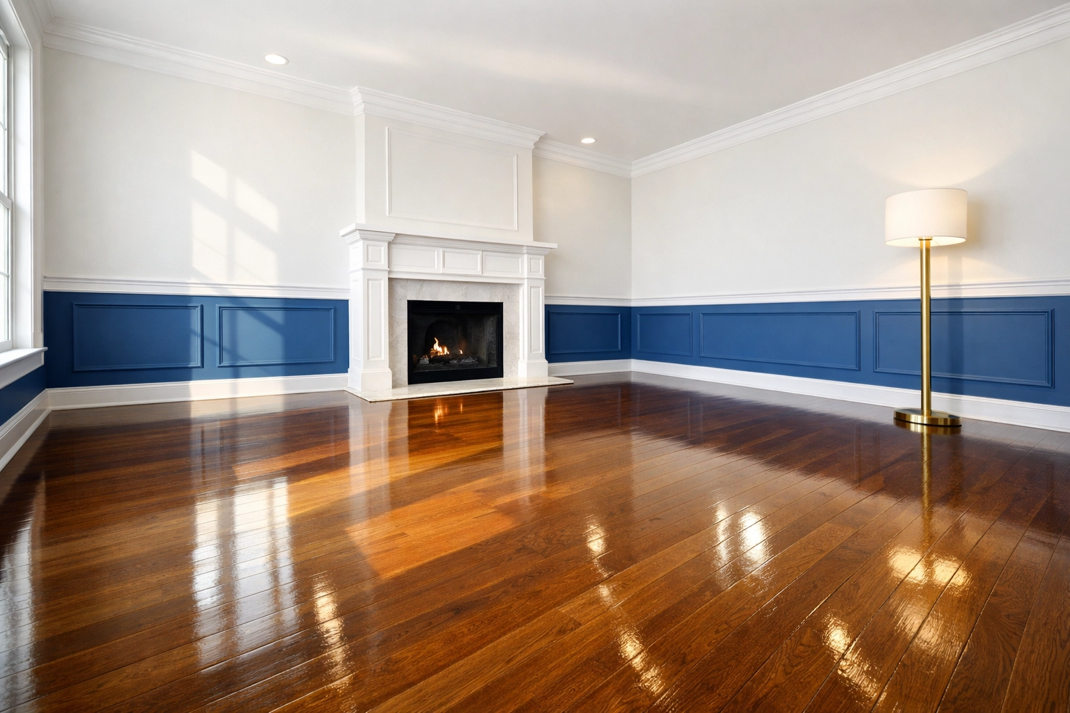 Spotless hardwood floors in a Worcester apartment after a move-out cleaning Worcester MA service.