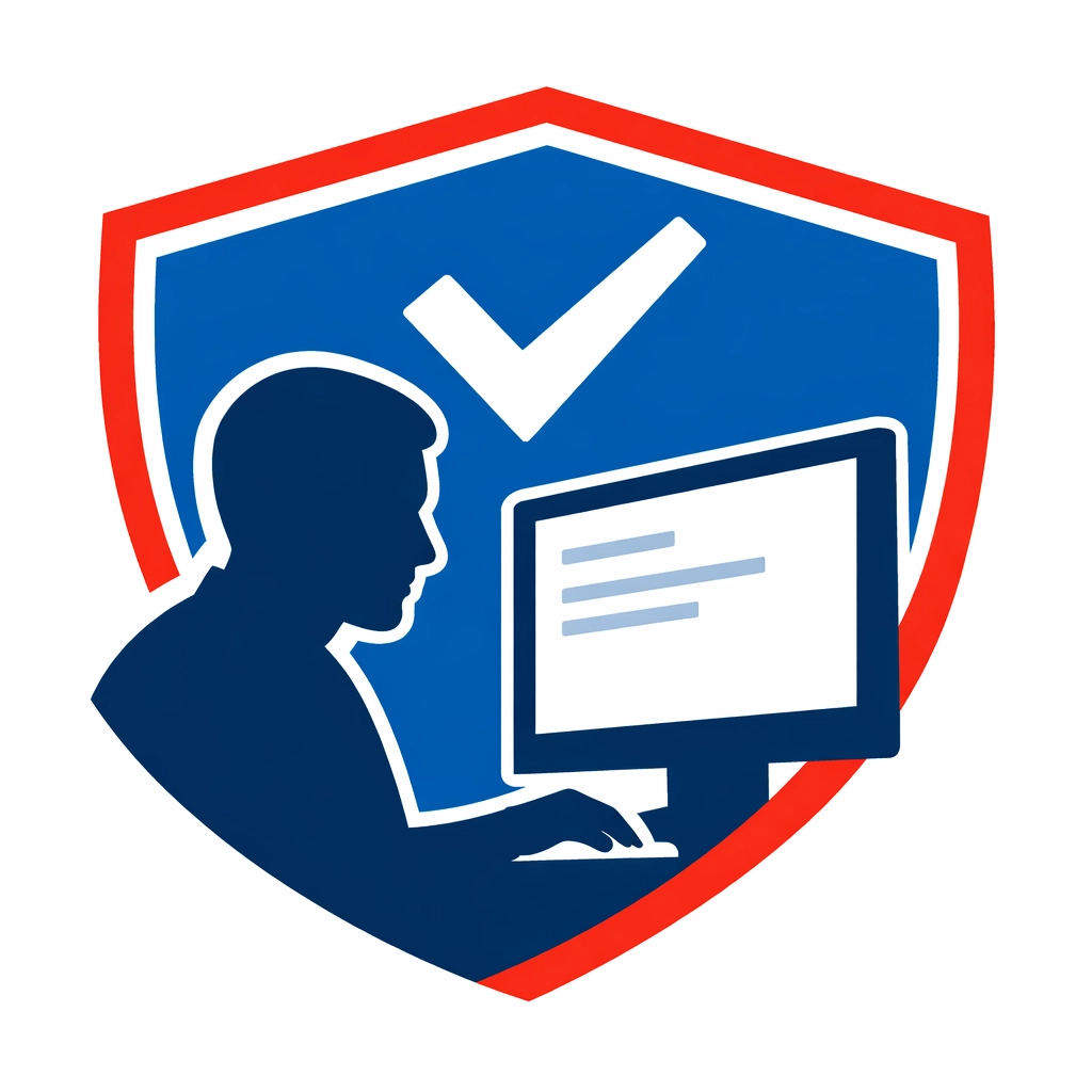 Symbolic representation of a secure and proctored Transport Manager CPC online examination process.