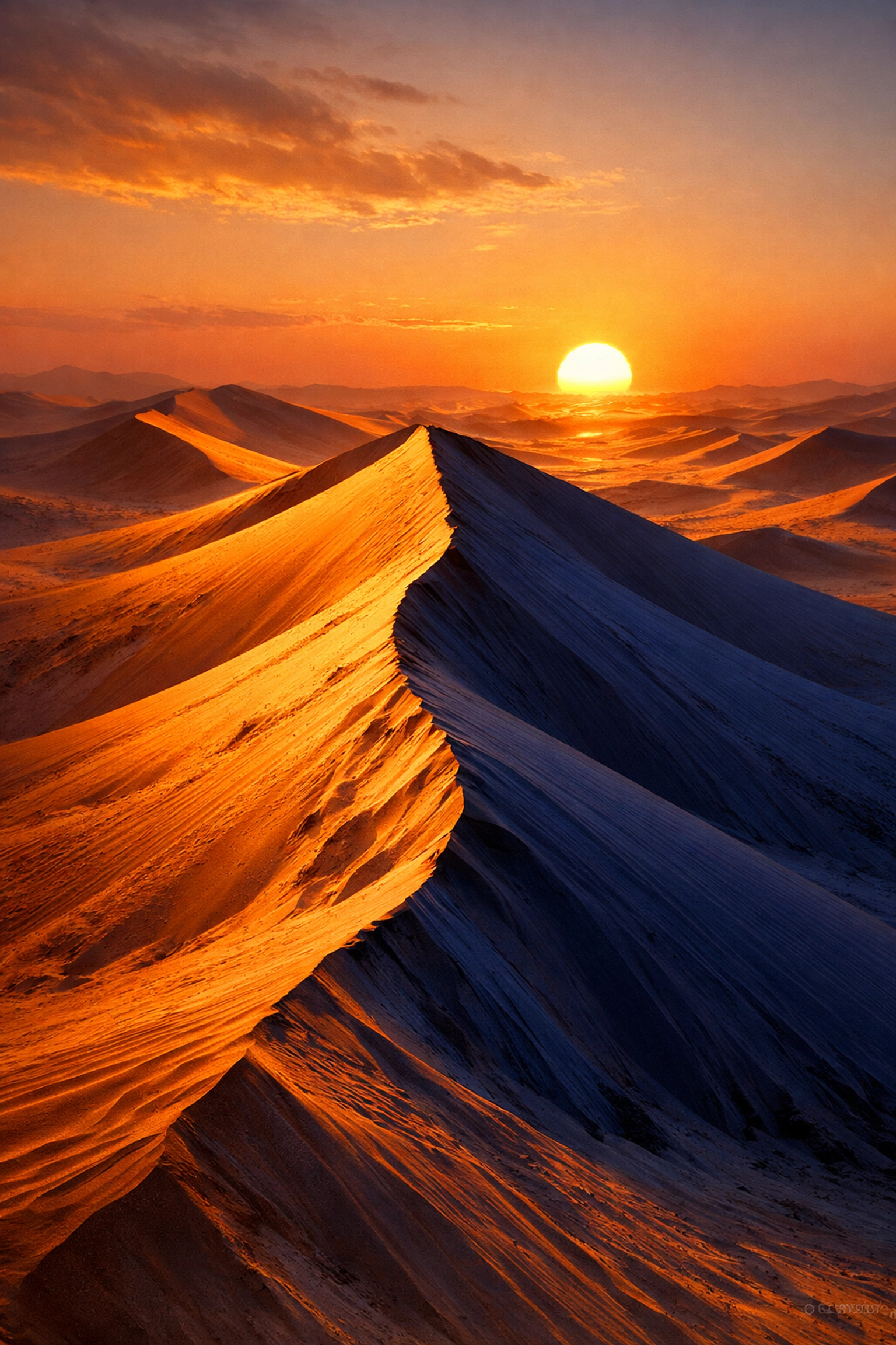 Golden sunset over sand dunes showing high dynamic range, a core concept in landscape photography tips.