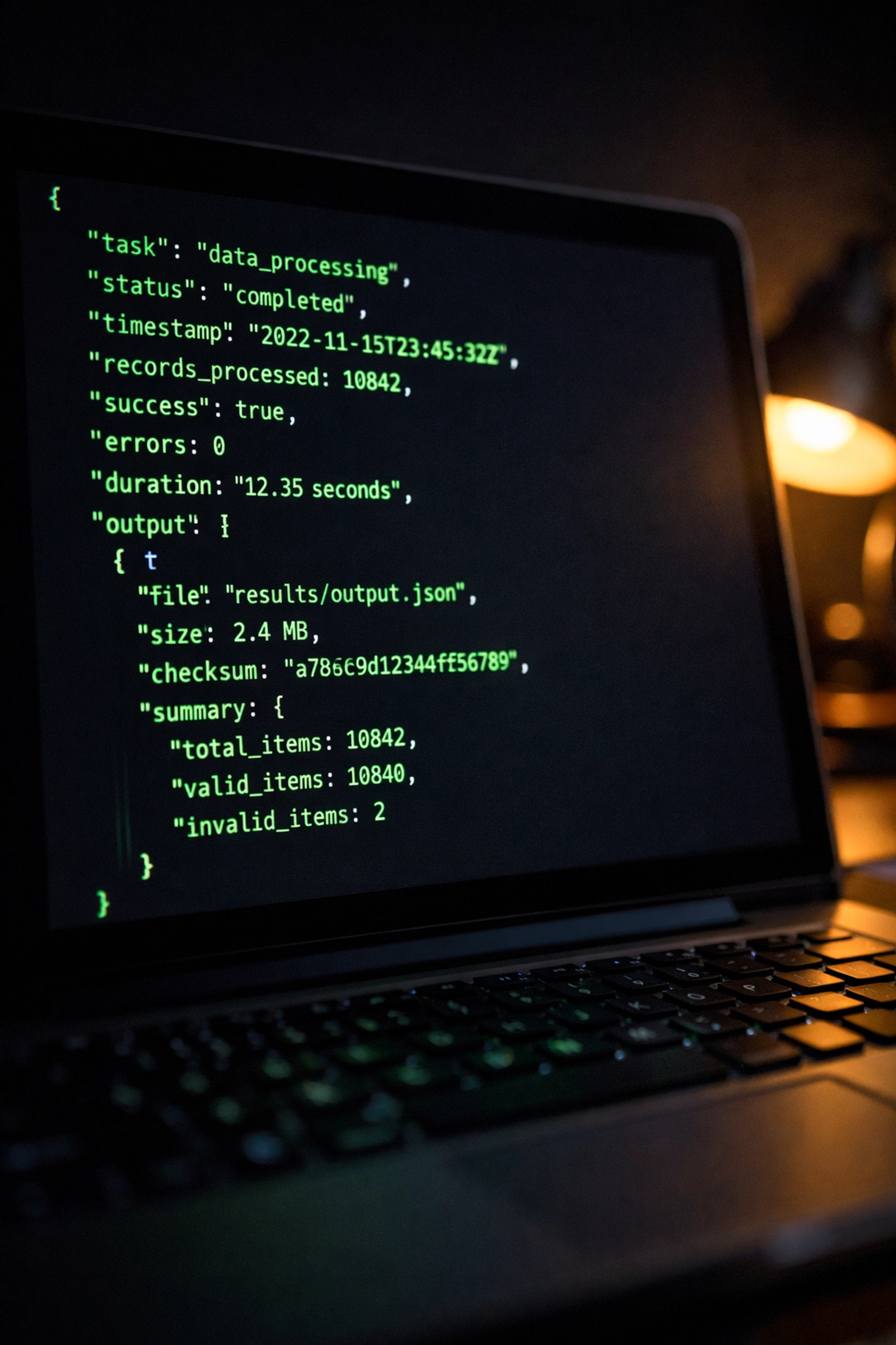 AI-powered automation terminal displaying startup outbound sales development code and structured data