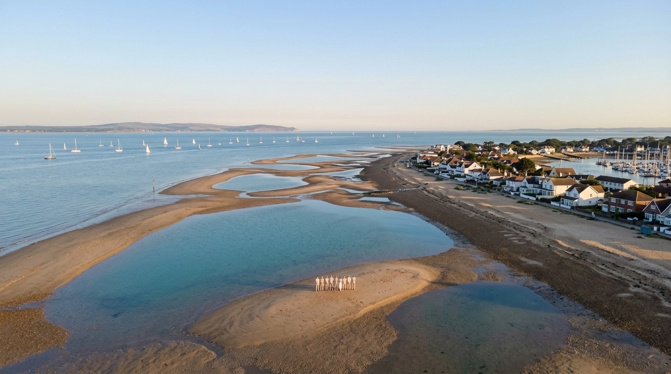 Aerial view of Hayling Island West Beach