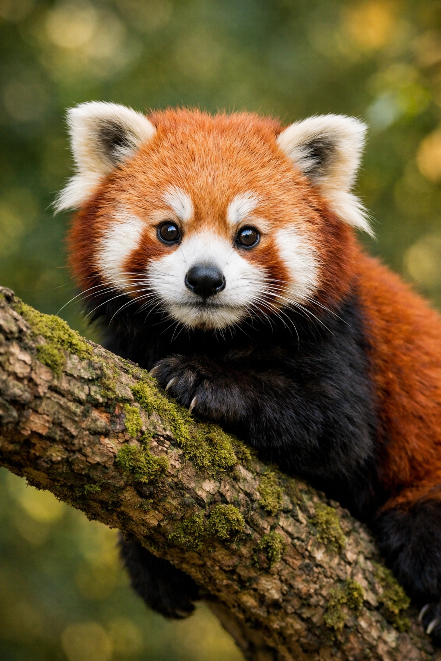 High-quality photo of a red panda on a branch, used for engaging zoo social media content.
