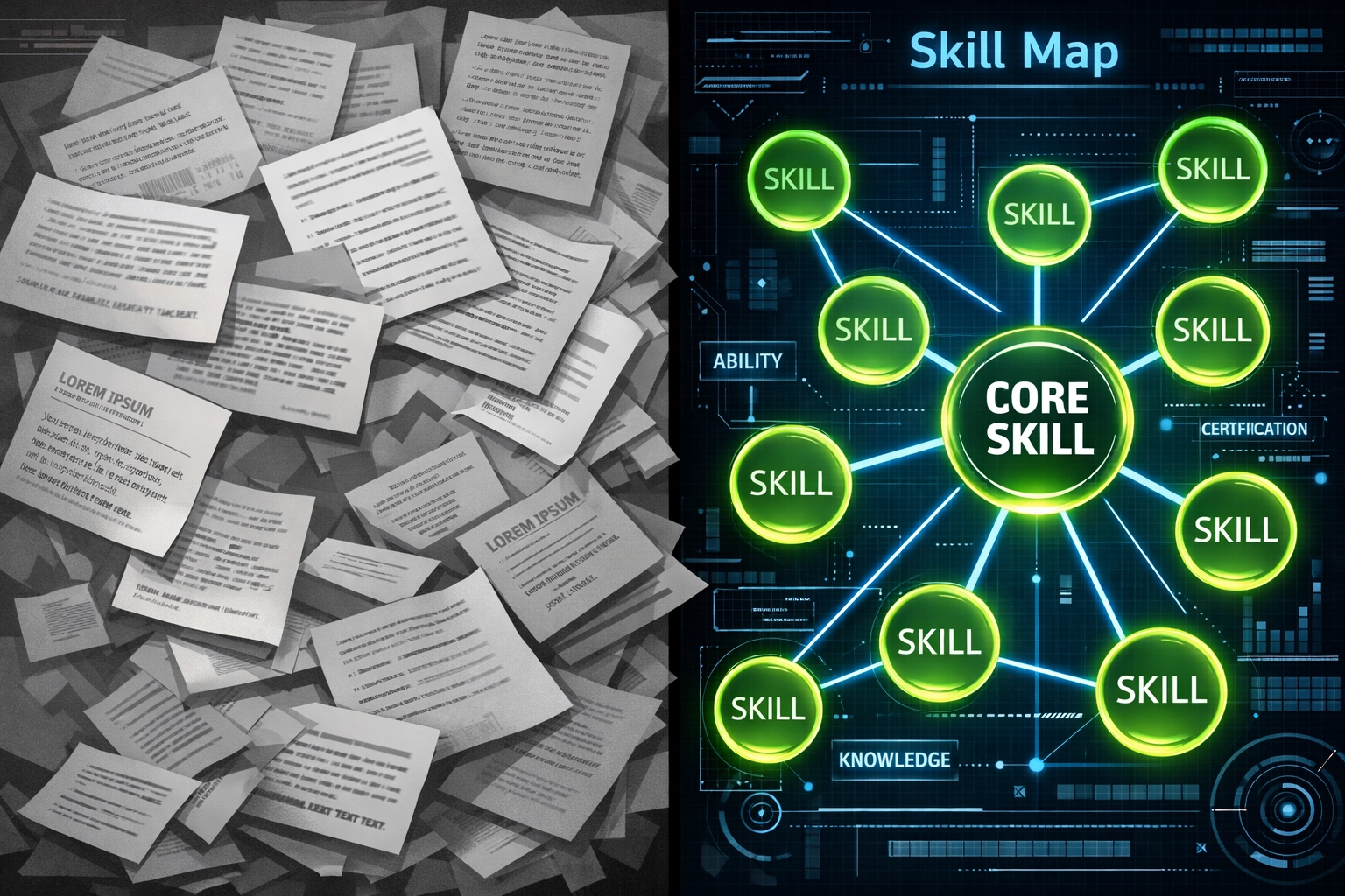 AI-powered skill mapping transforming generic resume skills into targeted competencies