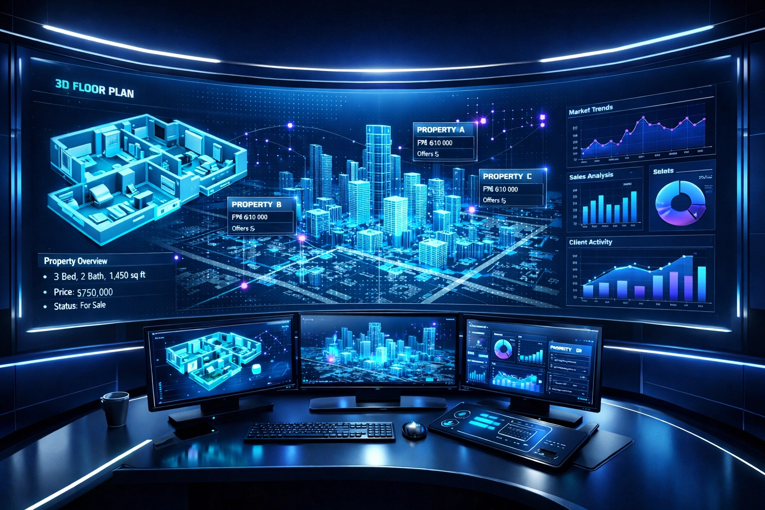Advanced real estate dashboard with property maps for personalized automated seller portals.