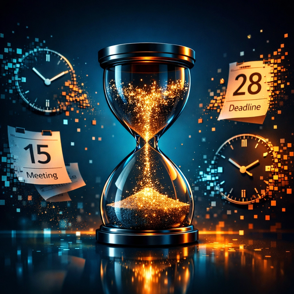 Hourglass representing wasted time and productivity loss in business