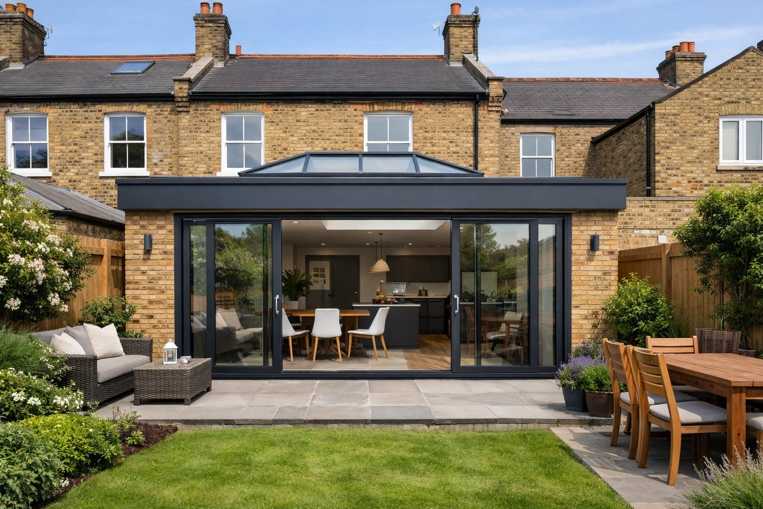 Contemporary single-storey rear extension on a Victorian terrace house by architects in Croydon.