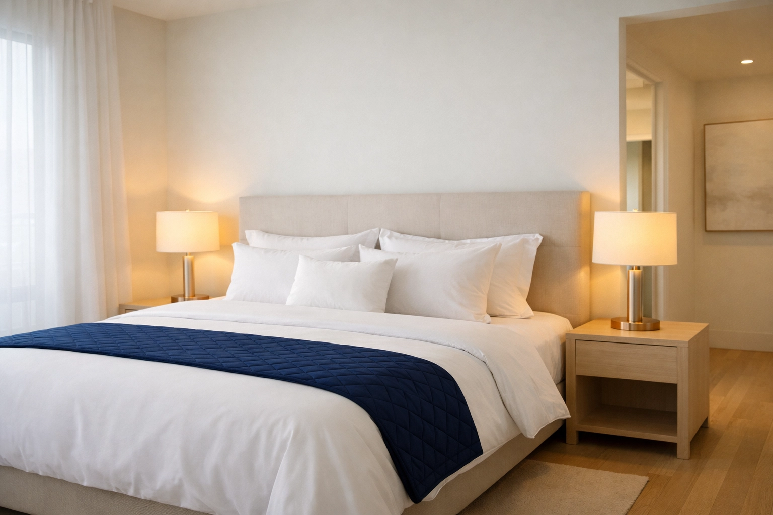 Tranquil and fresh master bedroom suite in Rutland, MA, maintained by weekly house cleaning.