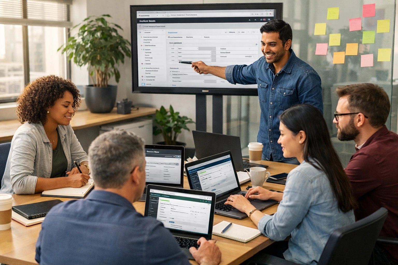 ServiceNow implementation partner team conducting ITOM training workshop for ROI optimization