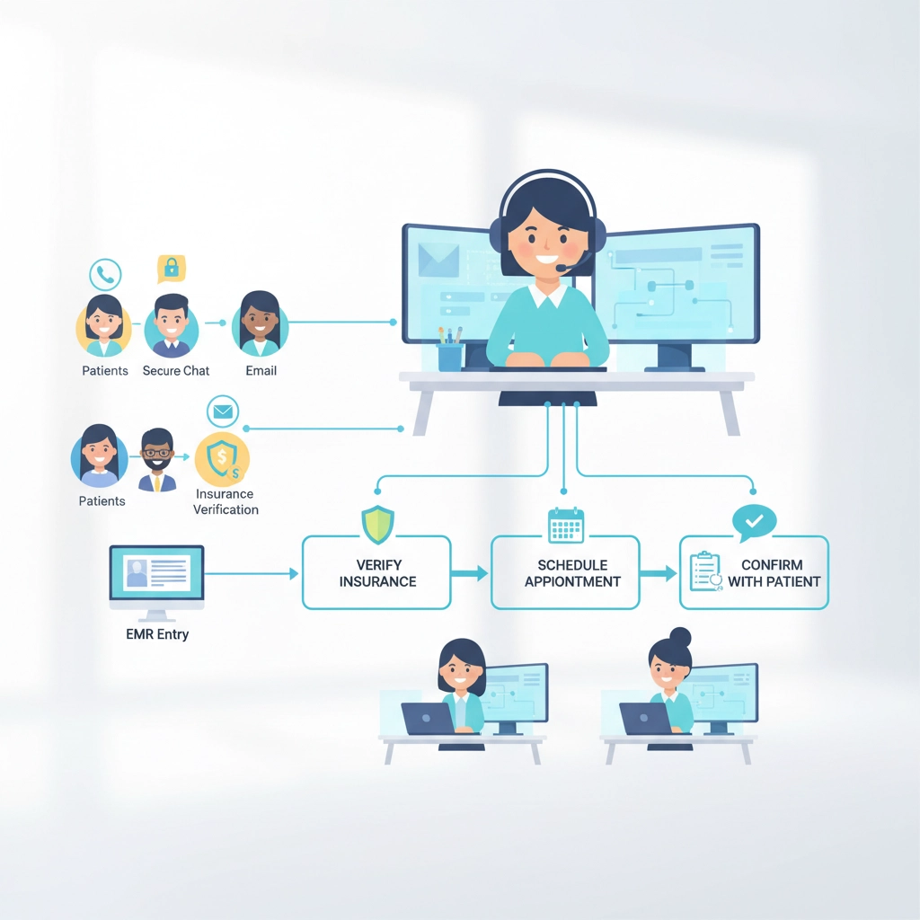 Support and intake workflow with virtual assistants