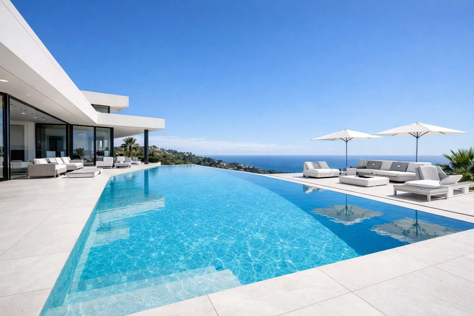 Luxury infinity-edge pool representing high-value pool route business valuation in 2026.