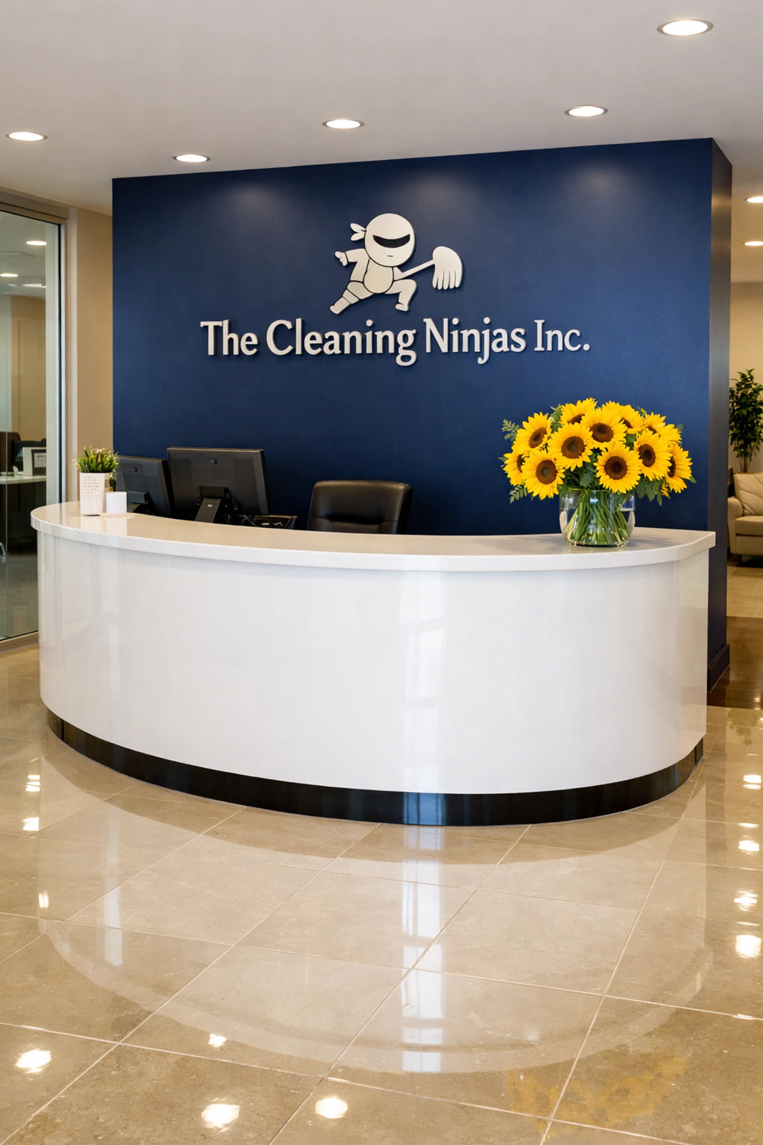 Bright and inviting office reception area in Franklin showing professional office cleaning Franklin results.