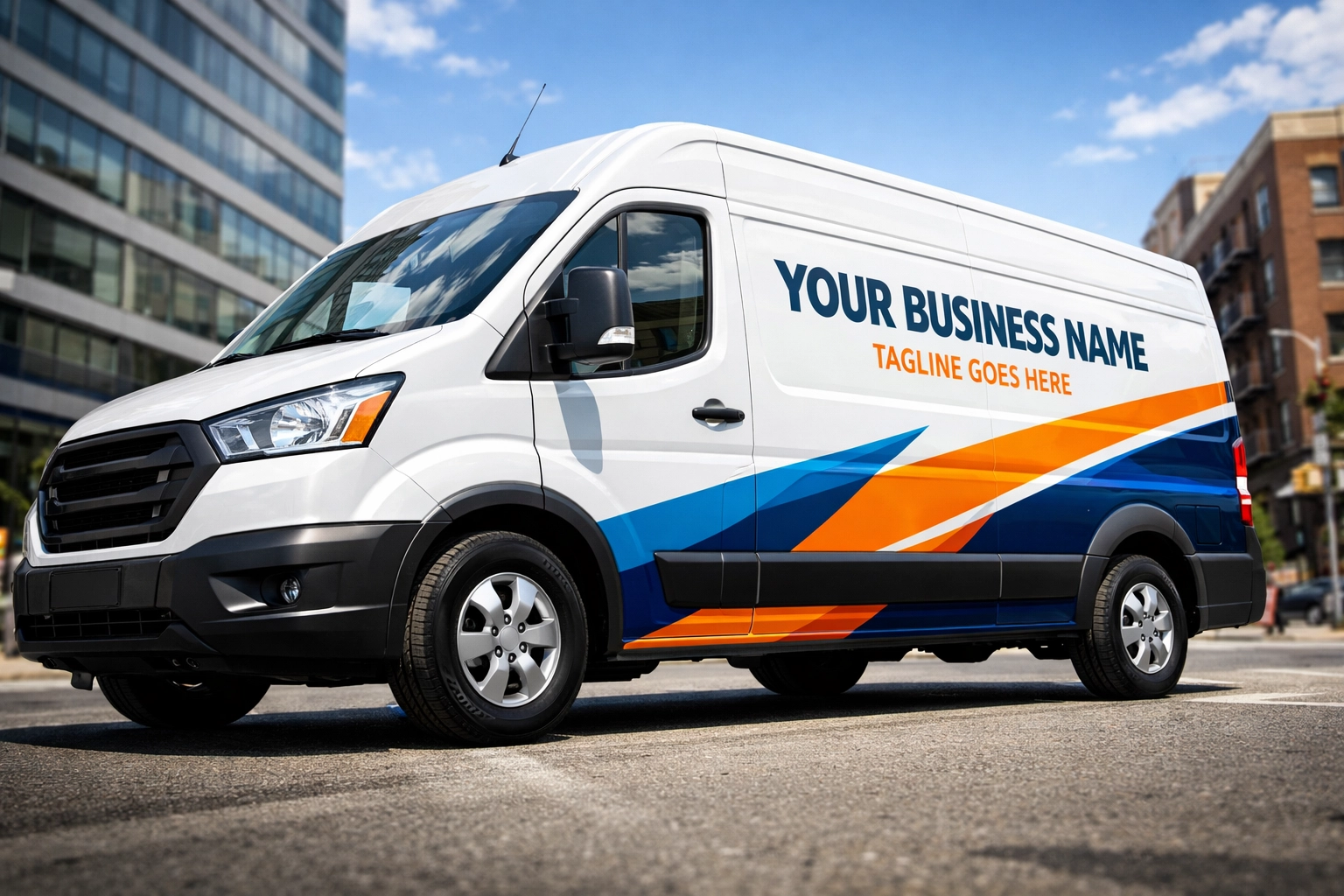Clean white service van featuring a professional partial vehicle decal wrap for mobile advertising.