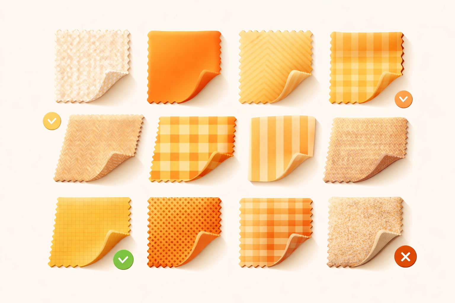 Vector illustration showing fabric swatches of cotton, polyester, and blends, indicating DTF and sublimation compatibility.