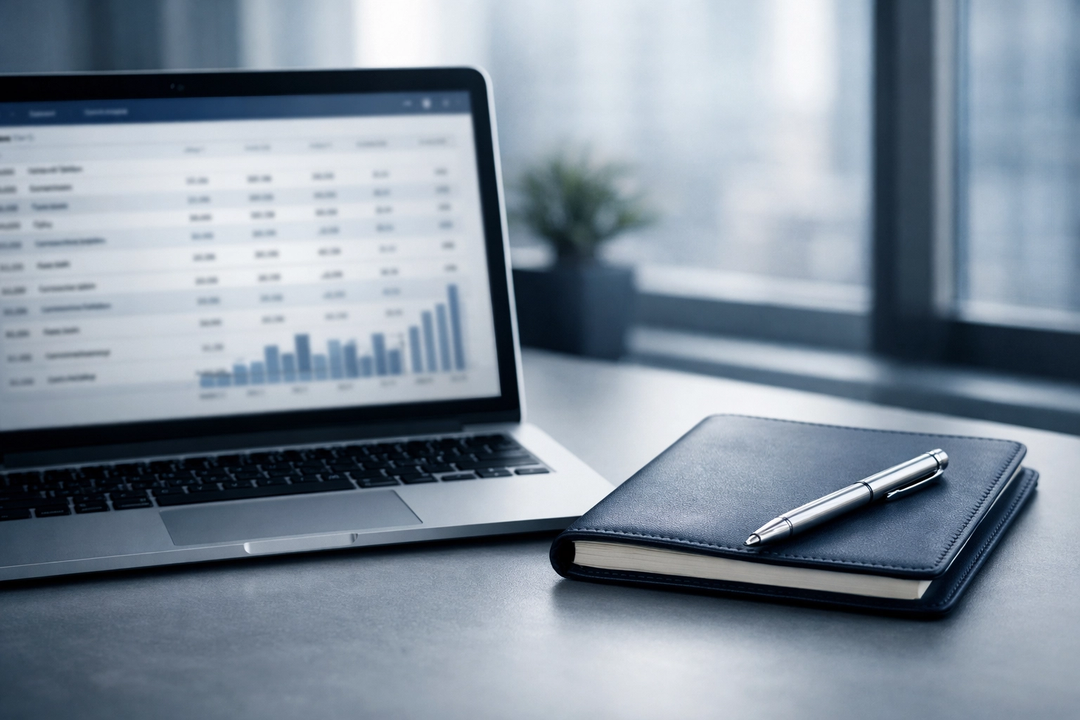 Organized financial records on a laptop symbolizing a clean business valuation for a small business sale.