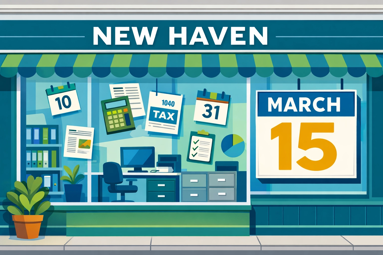 New Haven small business with tax planning calendar and March 15 deadline