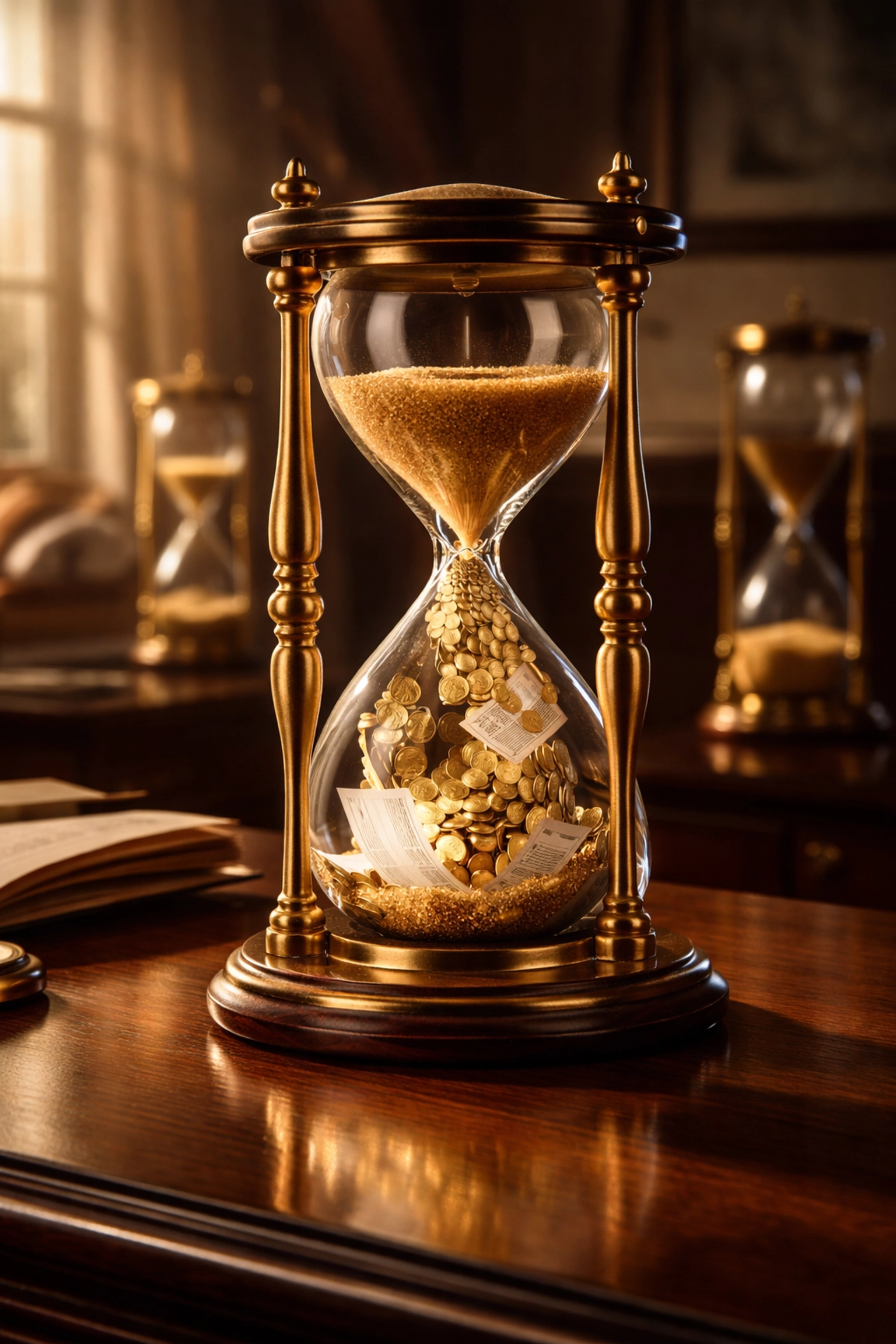 Hourglasses symbolizing vintage diversification and balanced exposure in private equity investments.