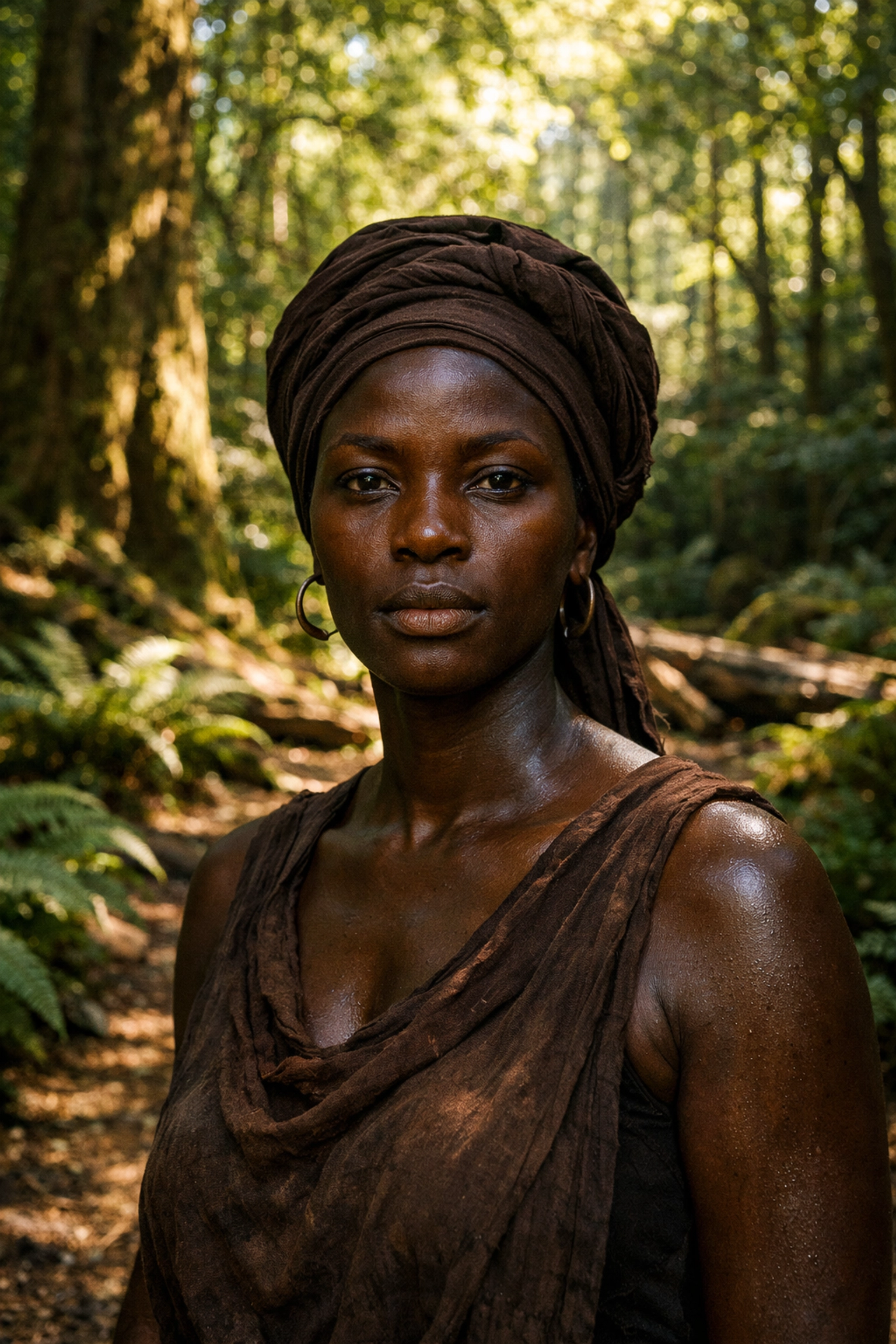 Inclusive portrait in a sun-dappled forest, showcasing 2026 photography news trends in sustainable art.