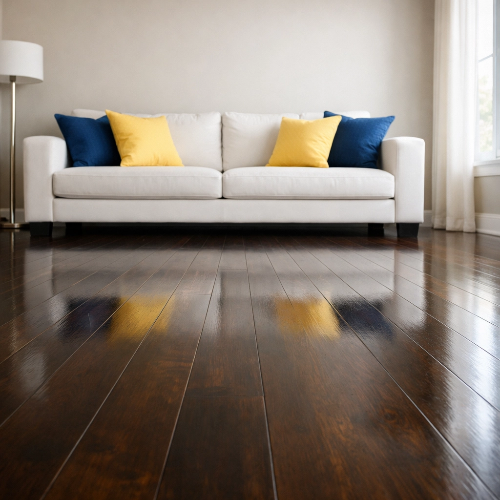 Pristine living room with polished floors after a professional Deep cleaning Southborough session.